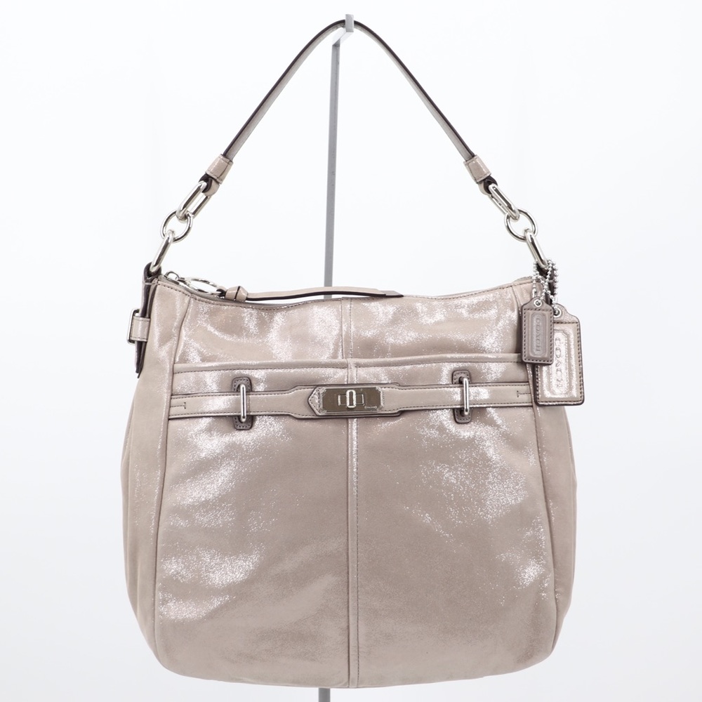 Coach Chelsea Shimmery Leather Shoulder Bag Platinum